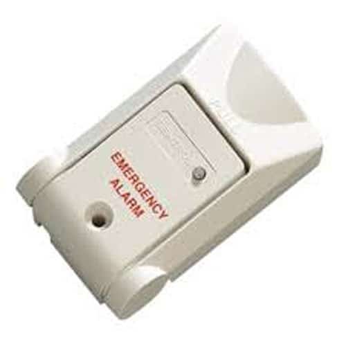 Edwards Signaling Panic Switch, -40 to 150 temp range, ABS plastic, 100V op voltage, 0.5A, 7.5VA/W, SPST, white #6 screw terminal.
