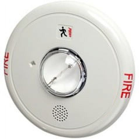 Round fire alarm with a white background