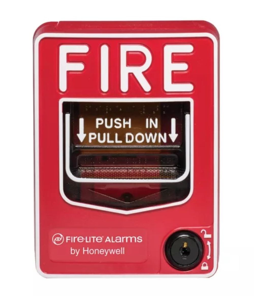 Fire-Lite BG-12LA Dual-Action Pull Station with SPST N/O Switch, Key Lock, Auxiliary Contacts
