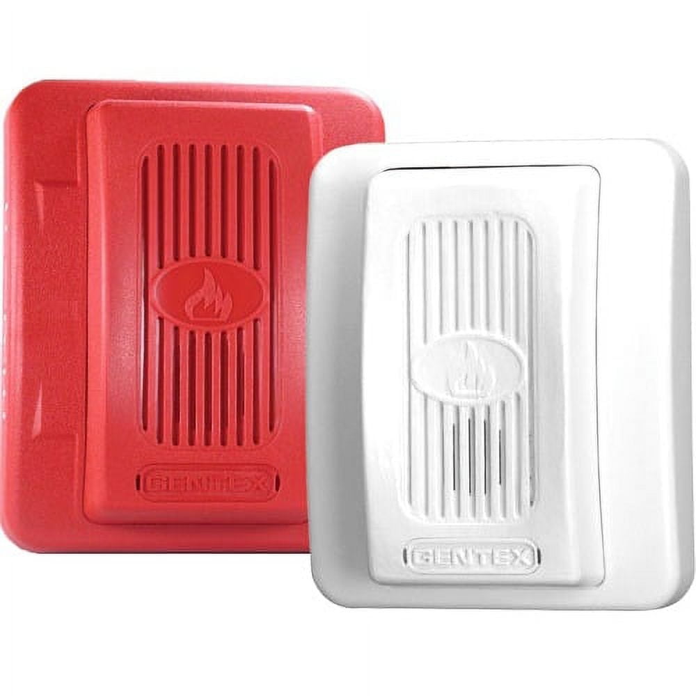 red and white rectangular notification devices on white background