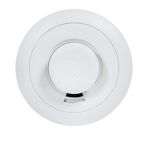 White round ceiling light fixture on a white background