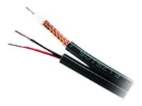 Genesis 65086108 RG59 18/2 Coaxial CCTV Cable, 20 AWG Solid BC with CCA Braid, CL3, CM, Outdoor, 500' (152.4m), Pull Box, Black