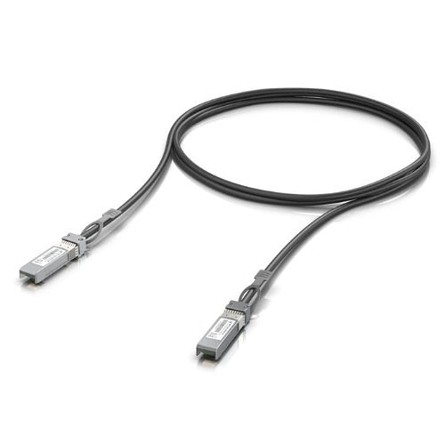 Network cable with SFP+ connectors on a white background
