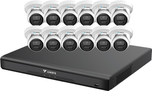 Luminys K5T-16D2A4 LumiDeterrent Bundle, 16-Channel 8MP NVR and (12) 5MP Turret Cameras