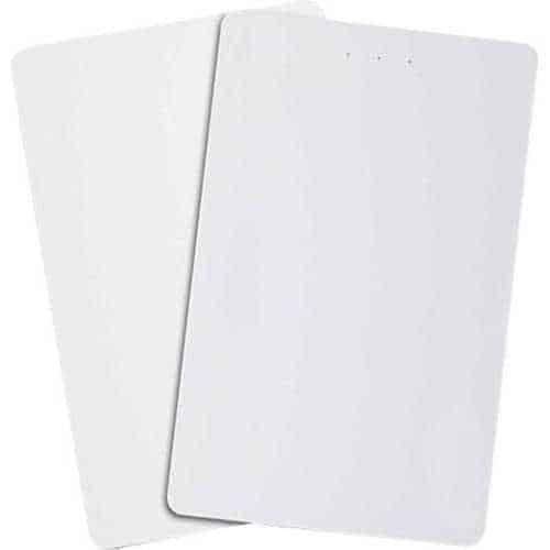 Two white cards on a white background
