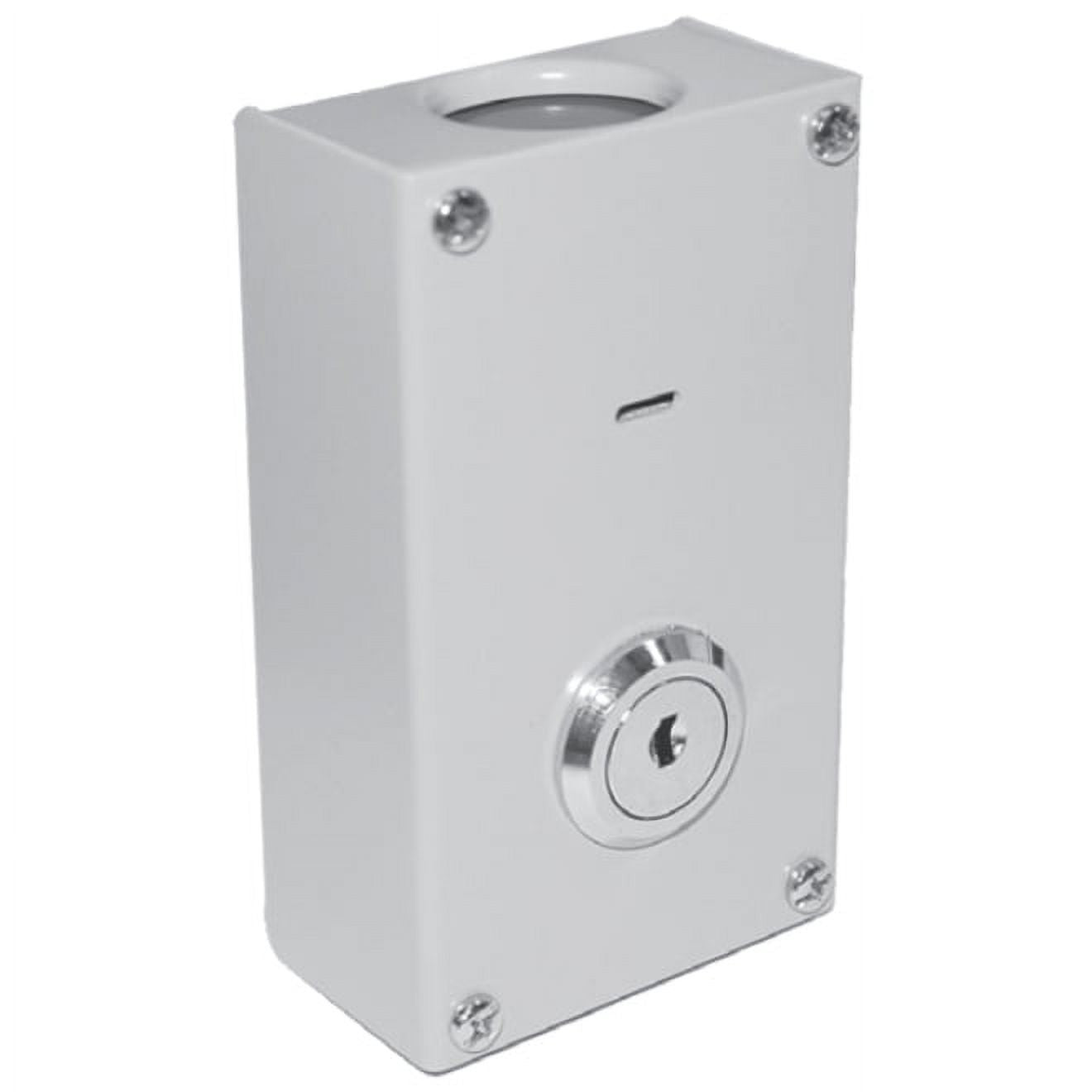 Metallic lock mechanism on a white background