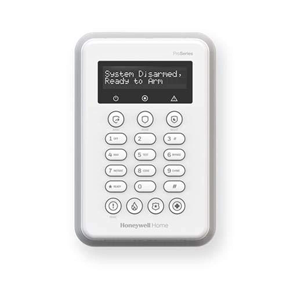 Honeywell Home security keypad on a white background