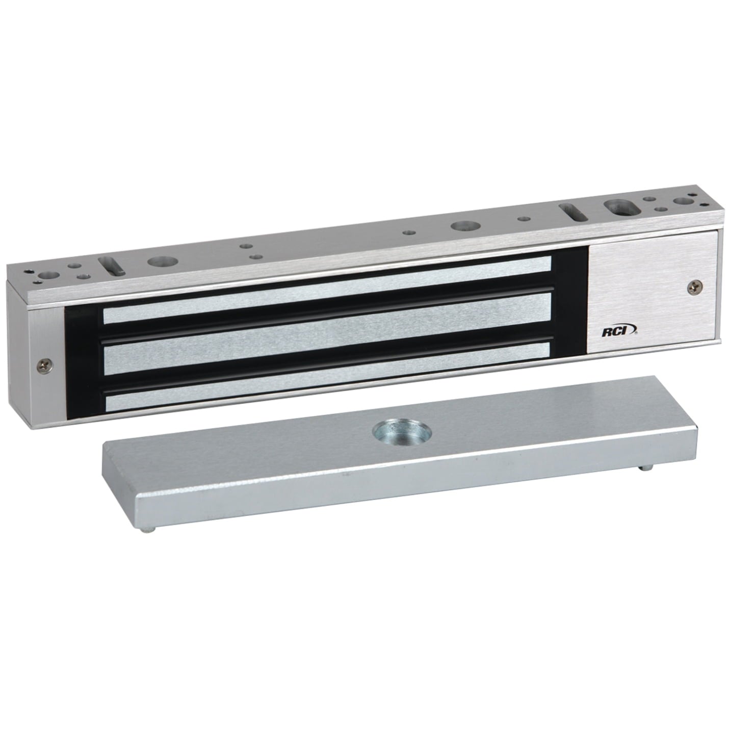 Metallic door operator mechanism on a white background
