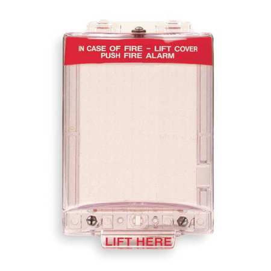 clear cover for pull station on white background