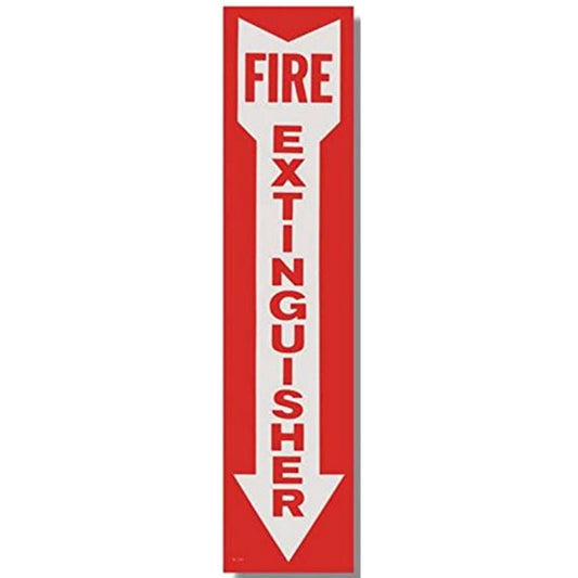 (10 Pack) Fire Extinguisher Signs w/Arrow, Self Adhesive Vinyl, 4" x 18"