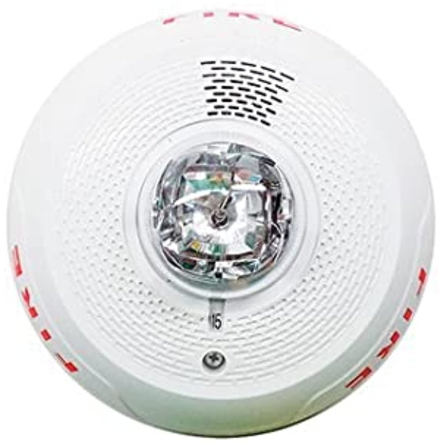 Round white strobe on a white background