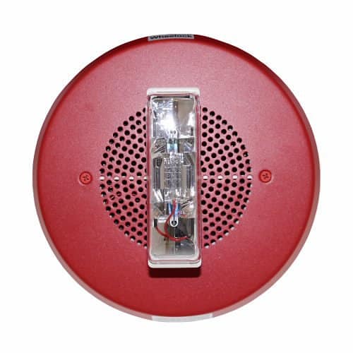 Eaton E90-24MCC-FR E90 Speaker Strobe, Round, Ceiling, 24VDC, 15/30/75/95 cd, Red