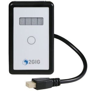 2GIG device with USB cable on a white background
