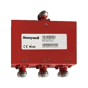 Red Honeywell device with label on a white background