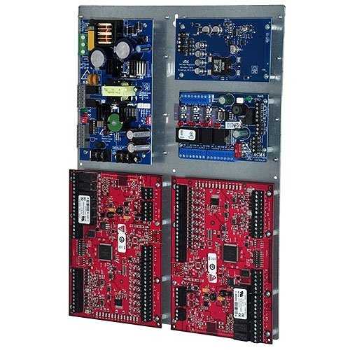 Electronic control panel with various circuit boards on a white background