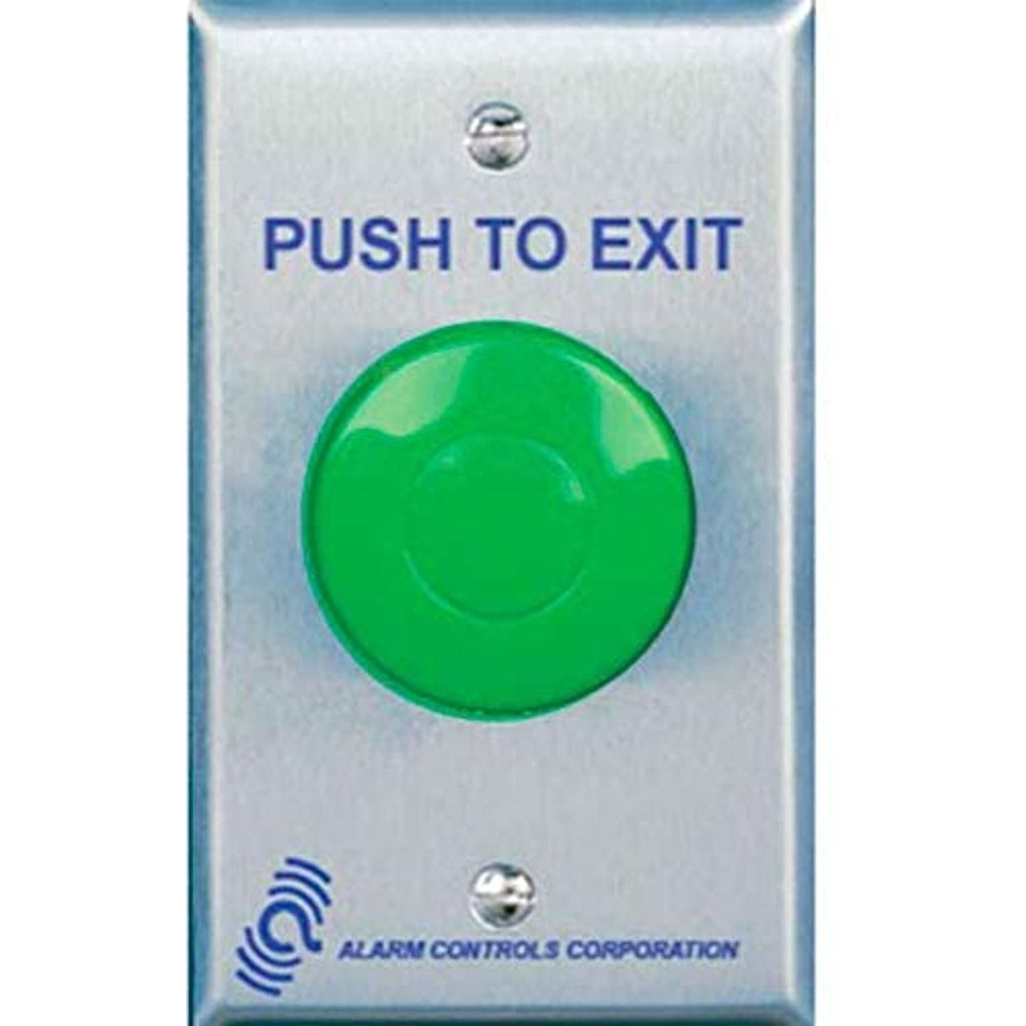 Alarm Controls TS-14 Request to Exit Button with Pneumatic Timer, 1-1/2" Green Push Button, Single Gang, 430 Stainless Steel