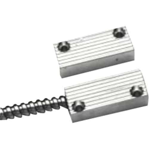 GRI 4460A Miniature Commercial Surface Mount Switch Set, 1.5" x 5/8" W, 1" Standard Gap, 10W, 200VDC, 0.50A, Closed Loop, N/O, and 18" Armored Cable, Aluminum