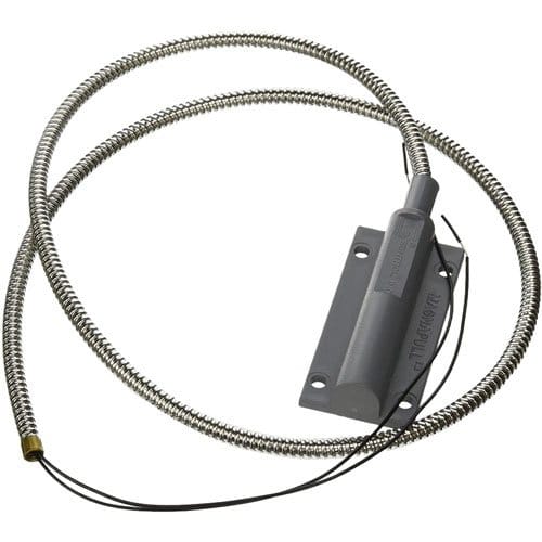 Edwards Signaling 2100 Series Magnapull Heavy-Duty Magnetic Pull-Apart Cord, normally open, 3' stainless steel armored cable lead, gray, surface mounted