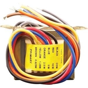 Color-coded wire harness with connectors and a label on a white background