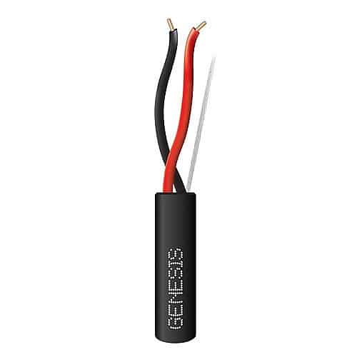 Genesis 45111008 16/2 Solid Plenum Fire Alarm Cable, Unshielded, FPLP, CL3P, FT6, 1000' (304.8m), Reel, Black