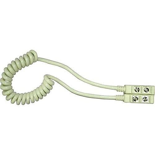 Coiled cable with connectors on a white background