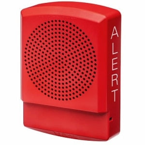 Red alert speaker on a white background