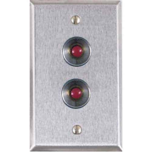 Alarm Controls RP-27 Remote Wall Plate with N/O Red Push Buttons, Guard Ring, Single Gang, Stainless Steel