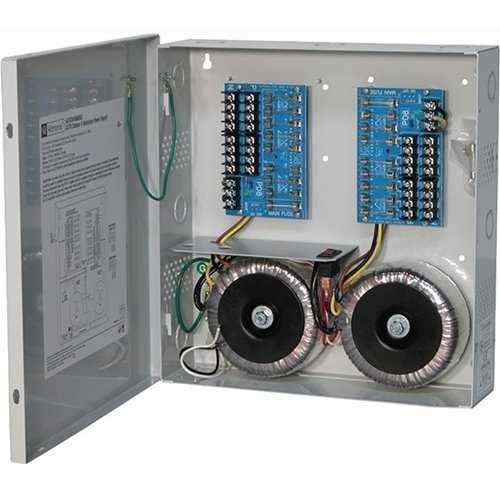 Electrical panel with wiring and components on a white background