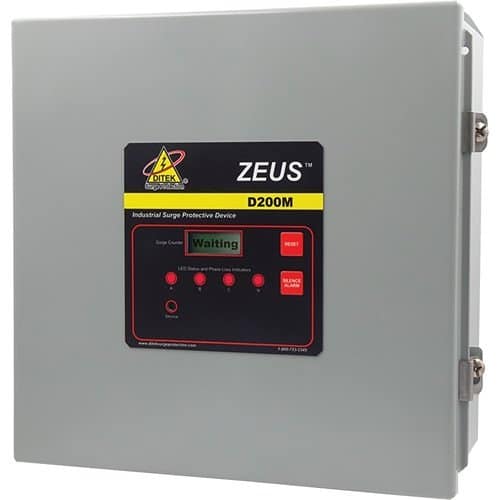 ZEUS D200M industrial surge protective device on a white background
