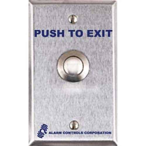 Alarm Controls TS-12302 Vandal Resistant Request-to-Exit Station, 3/4" Push Button, Weatherproof, Single Gang, 430 Stainless Steel