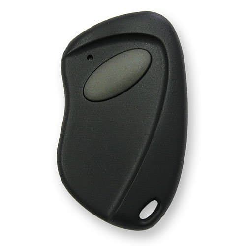 Black remote control on a white background