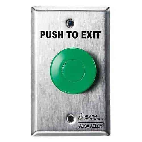 Alarm Controls TS-14302 Request to Exit Button with Pneumatic Timer, 1-1/2" Green Push Button, Weather Resistant Plate, Single Gang, 430 Stainless Steel