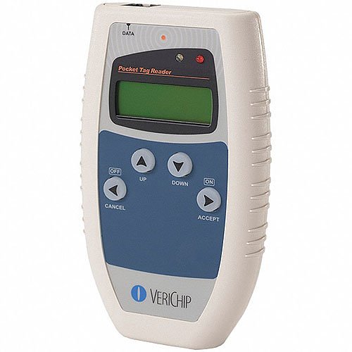 VeriChip pocket tag reader on a white background