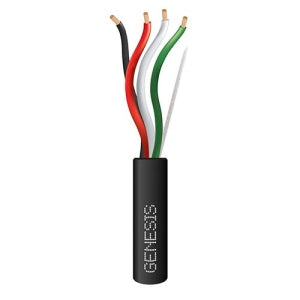 Genesis 52845008 16/4 Stranded Outdoor Audacious Speaker Cable, Unshielded, Direct Burial, CL3, CM, Sunlight Resistant, 500' (152.4 m), Reel, Black