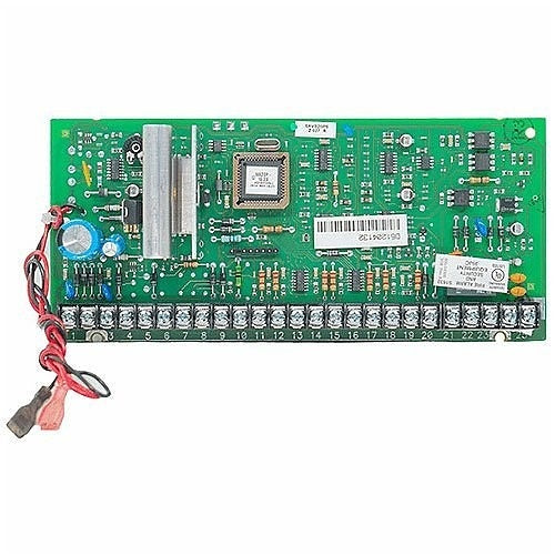 Electronic circuit board with various components on a white background