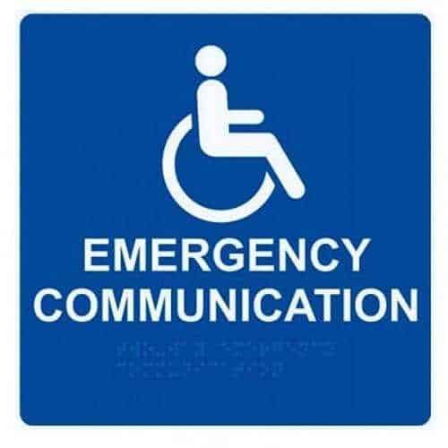 Alpha RSN7087 Emergency Communication Sign with Braille, 8"X 8", Blue