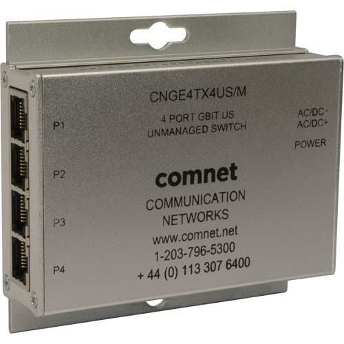 Comnet network switch with four ports on a white background