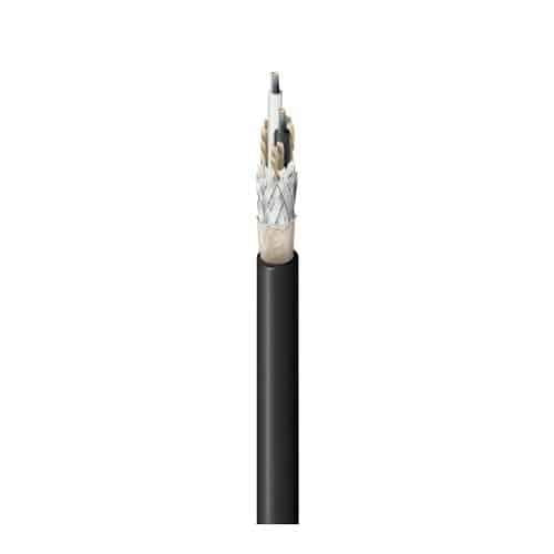 Belden 8412 010250 20/2 Stranded Microphone Cable, Tinned Copper, EPDM Insulation, Rayon Braid, 85% Tinned Copper Braid Shield, Cotton Serve, EPDM Jacket, 250' (76.2m) Reel, Black