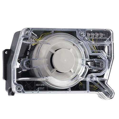 Duct smoke detector on a white background