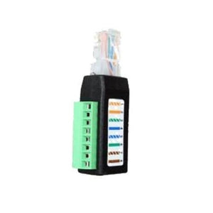 Cable tester with color-coded ports on a white background