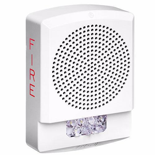 Eaton ELSPSTW Wheelock Eluxa LED High Fidelity Speaker Strobe, Wall, FIRE Lettering, Clear Lens, 24VDC, 15/30/75/110/135/185 cd, White, (Replaces E60-24MCW-FW, LSPSTW3)