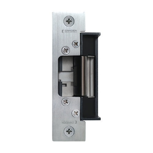 Metal door lock mechanism on a white background