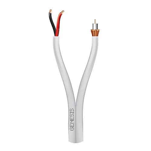 Genesis 53555012 RG59 18/2 Plenum Coaxial Cable, 20 AWG with BC Braid, CL2P, CMP, FT6, 500' (152.4m), Reel, Natural White (Replaces 53551012)