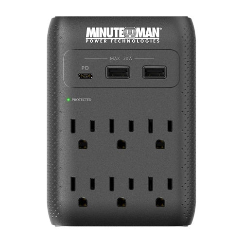 Minuteman MMS-WAL6U3 Desktop USB Charger and Surge Protector