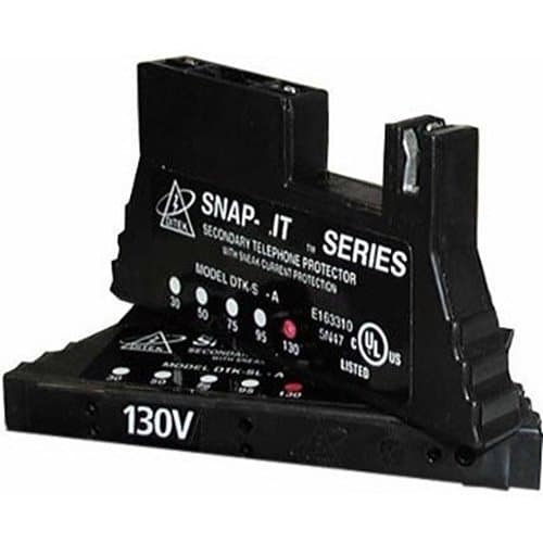 Black electrical protector with 'Snap-It' branding on a white background