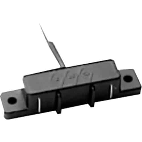Black rectangular component with a needle on a white background