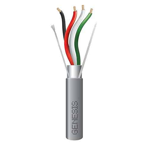 Genesis 22155509 18/4 Stranded Shielded Riser Cable, CL3R, FPLR, CMR, FT4, Sunlight Resistant, 500' (152.4m), REELEX Pull Box, Gray