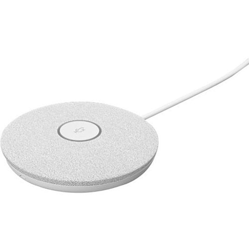 Logitech Rally Mic Pod sitting on a plain white background