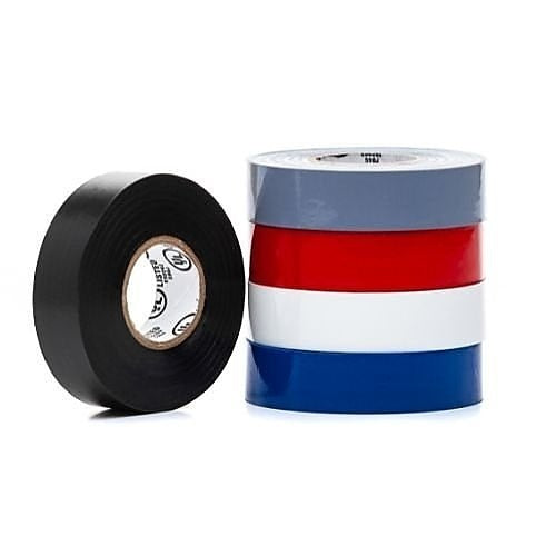 5 rolls of different colored electrical tape