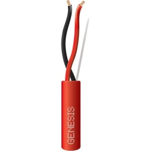 Genesis 4523104B 16/2 Stranded Plenum Fire Alarm Cable, Unshielded, FPLP, CL3P, FT6, 1000' (304.8m), Reel, Red with Blue Stripe